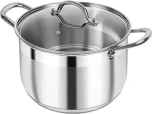 Kirecoo Stainless Steel Stock Pot - 12 Quart Heavy Duty Stock Cooking Pot with Visible Lid for Pasta, Soup, Spaghetti, Nonstick Thick Bottom Big Stockpot, Cookware for Canning, Boiling, Simmer
