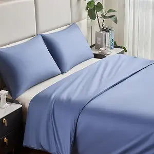 3-Piece Duvet Cover Set, 100% Cotton Solid Color - Modern Minimalist Bedding Set with 1 Duvet Cover & 2 Pillowcases(Blue, Full)