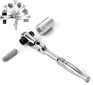 DURATECH 1/4" Drive Ratchet Handle, 2 in 1 Flex Head, Socket & Bit Driver