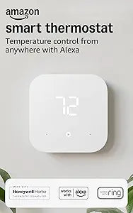 Amazon Smart Thermostat Γ Save money and energy - Works with Alexa and Ring - C-wire required