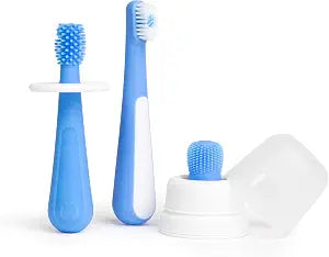 Ubbi Grow with Me Toothbrush Training Set for Babies & Toddlers, Blue