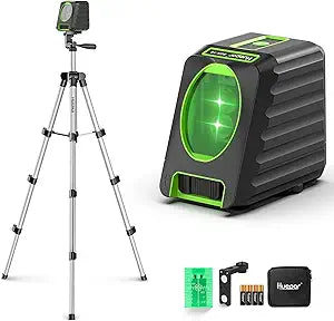 Laser Level with 40in Tripod, Huepar 150/150Ft Self Leveling Lazer Leveler Tool with Pulse Mode (197Ft), Switchable Green Cross Line for Picture Hanging, Tile, DIY/Construction Project