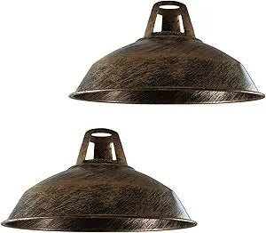 Pendant Light Barn Lamp Shade Pendant Light Fixtures Metal Replacing Hanging Light Shade Farmhouse Light Bulb Guard Lighting Ceiling Fan Light Shade for Kitchen Island, (2, Brushed Copper)
