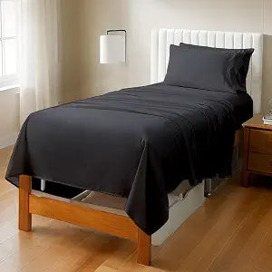 Shreem Linen Full XL Sheet Set for Dorm, Soft Microfiber Bed Sheets with Pillowcase, Wrinkle Resistant & Lightweight, Ideal for College Dorm Room Bed, Dark Grey