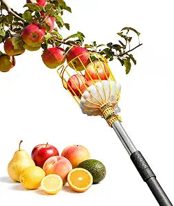 13.5FT Fruit Picker with Basket, Apple Picking Tool 35161" Adjustable Pole, Long-Handle Mango Grabber, Tree Fruit Catcher for Harvesting Lemon Pear Orange Avocado Peach Citrus Grapefruit