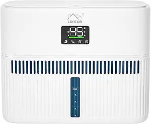 LAVIEAIR Evaporative Humidifiers for Bedroom, Living Room, Nursery, Large Room up to 300 ft┬▓, Mist-free No White Dust Top Fill Humidifier for Baby, Plants, 5L Tank, Max 48H Runtime, Easy to Clean