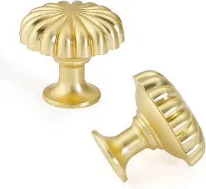 6 Pack Brushed Brass Decorative Round Drawer Knobs