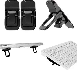 Bewudy 2 Pcs Portable Keyboard Stand, Dual Tilt Angle Adjustment, Foldable Laptop Riser, Self-Adhesive Feet for Most Keyboards (Black)