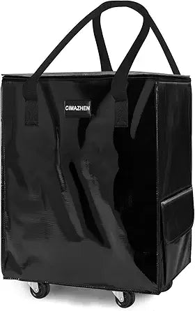 Reusable Grocery Bag on Wheels,Foldable Rolling Tote Bag with Handles and Zipper, Rolling Shopping Cart Bag