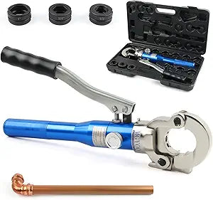 Pro Press Copper Crimper Tool Hydraulic Copper Pipe Crimping Tool with 1/2" 3/4" 1" Jaw for Copper Tubing Propress fittings