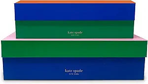 kate spade new york Decorative Storage Boxes with Lids, 2 Pack Sturdy Organizer Storage Bins, Includes Medium and Large Nesting Boxes with Magnetic Closure, Colorblock