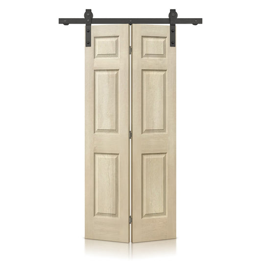 CALHOME 30-in x 80-in Vintage Cream MDF Hollow core Single Barn Door (Hardware Included)