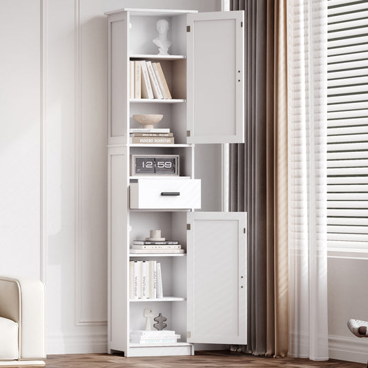 69" H Tall Bathroom Storage Cabinet with 2 Barn Doors and 1 Drawer, Narrow Storage Unit, Adjustable Shelves,Floor Cabinet for Bathroom, Living Room