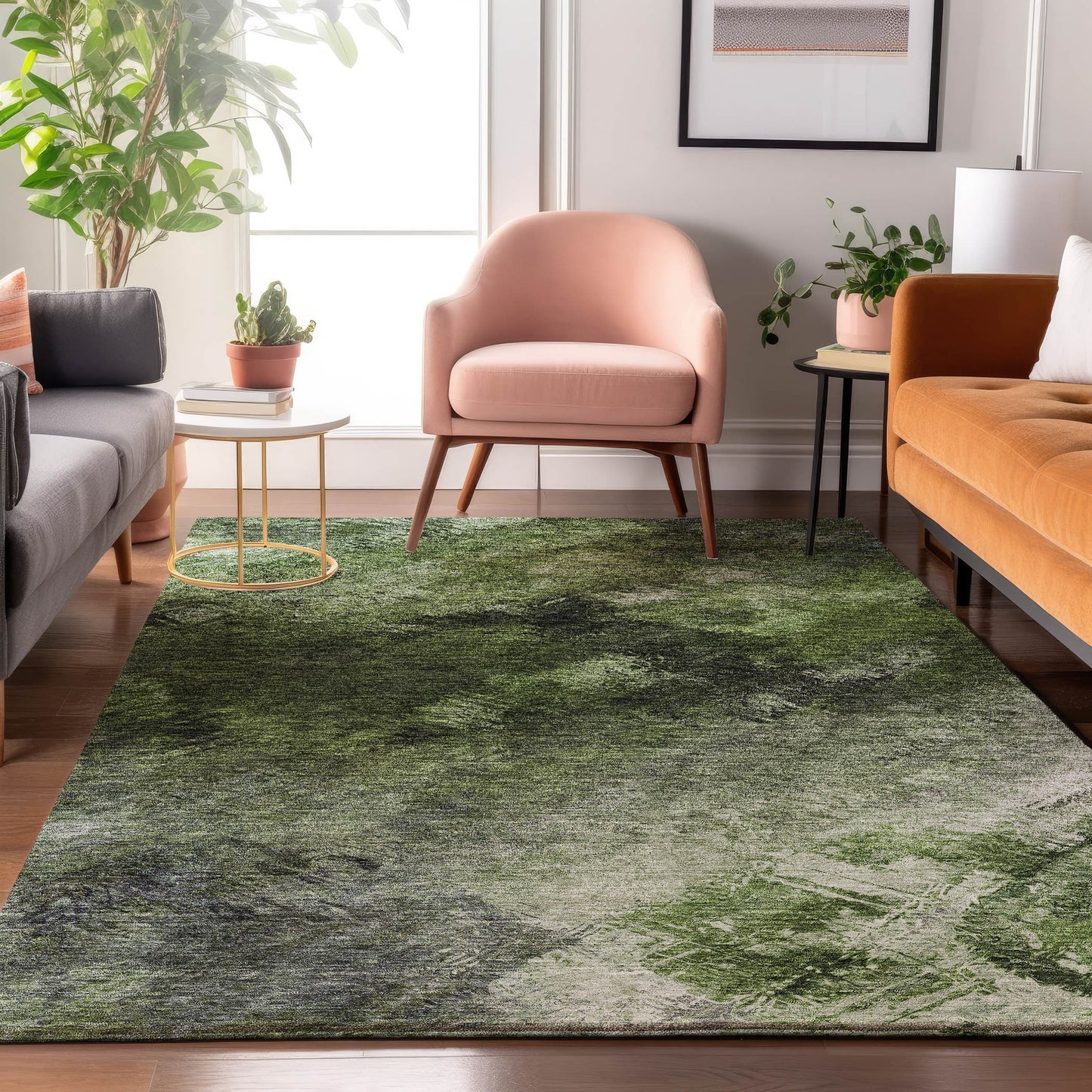 Addison Rugs Mayfield AMF590GE 8 x 10 (ft) Loomed Polyester Green Rectangular Indoor Geometric Machine washable Pet Friendly Area rug