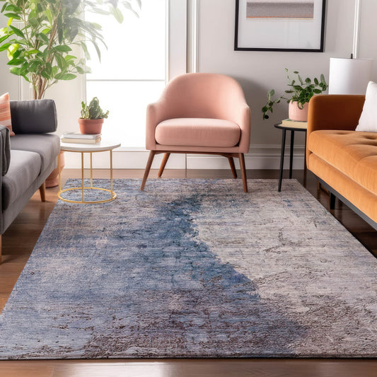 Addison Rugs Mayfield AMF646BU 8 x 10 (ft) Loomed Polyester Blue Rectangular Indoor Geometric Machine washable Pet Friendly Area rug