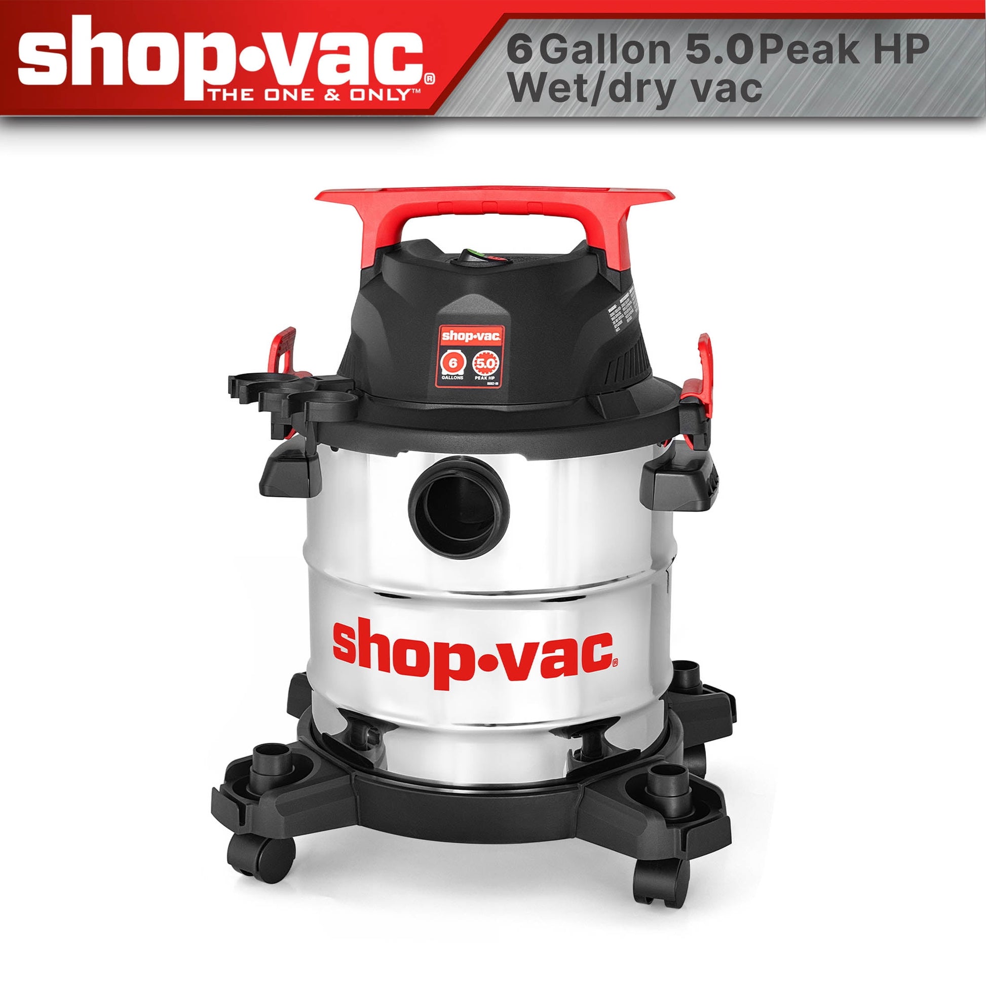 Shop-VacÂ® 6 Gallon Wet/Dry Vacuum, 5.0 Peak HP, Stainless Steel Tank