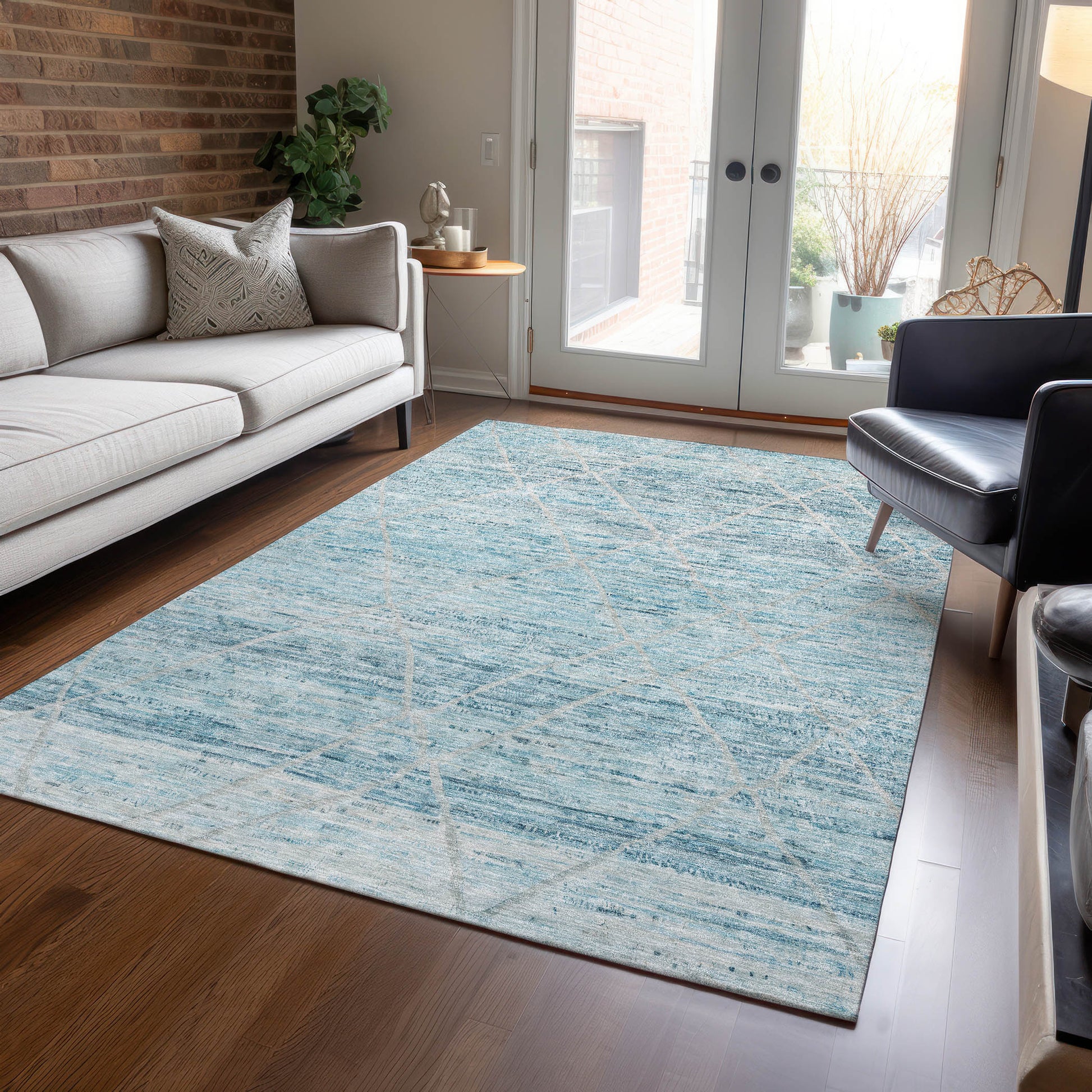 Addison Rugs Chantille ACN1658TE 9 x 12 (ft) Loomed Polyester Teal Rectangular Indoor/Outdoor Machine washable Pet Friendly Area rug