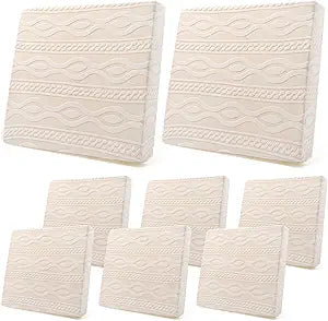 Newwiee 8Pcs Stretch Patio Cushion Covers Outdoor Cushion Covers for Patio Furniture Replacement Couch Sofa Slipcovers Jacquard Textured Soft Fabric Washable Furniture Protector (Beige,Elegant)