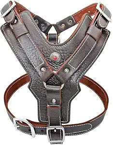 PET ARTIST Durable Leather Dog Harness for Medium and Large DogsAdjustable Comfortable Design with Strong Metal Buckles and Handle for Daily Walking for Shepherd Dog/Malamute/Doberman