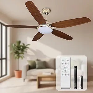 52 Inch Quiet Ceiling Fan with Integrated LED Light - Modern Low Profile Design for Living Room & Bedroom - Energy Efficient DC Motor with Remote Control