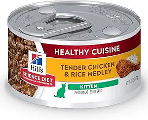 Hill's Science Diet Kitten Healthy Cuisine Wet Cat Food, Chicken & Rice, 2.8 oz. Cans, 24-Pack