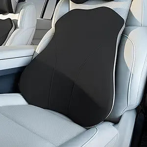 Lumbar Support Pillow for Car, Memory Foam Back Cushion for Driving Seat, Truck Accessories Travel Essentials, Back Pain Relief, Washable Cover, Plus Size Lower Back Support Fits Most Cars (Black)