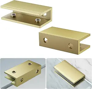 Ranbo Adjustable Glass Shelf Brackets, Wall Mount Support, Matte Gold