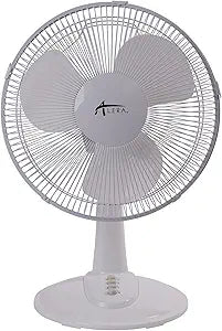 Alera 12" 3-Speed Oscillating Desk Fan, Plastic, White