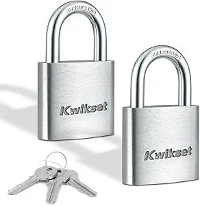 Kwikset Aluminum Padlock with Hardened Steel Shackle, 2-Pack, Silver