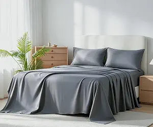 Shunjie Home King Size Sheets Set- 1800TC Microfiber Deep Pocket Bed Sheets, 4Pcs Cooling Sheet Set, Comfy Breathable, Extra Thick,Durable & Secure Fit Hotel Luxury Soft Bedding, Dark Grey,King