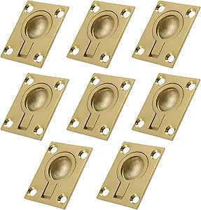 8 Pcs Gold Flush Ring Pull Stainless Steel Flush Mount Cabinet Pulls Hidden Furniture Pull, 1.8"x1.4"