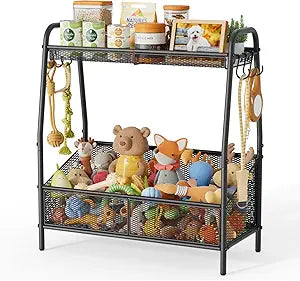 Lomivra Full Metal Dog Toy Basket, 23.6"x11.2"x7.9" Large Dogs Toy Bin with Storage Organizer, Chew-Resistant Toy Box for Dog Stuff Accessories, Pet Toy Storage Holder for Cat Dogs Essential Supplies