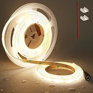 TOPAI 12V COB LED Strip 3000K Warm White 16.4ft Outdoor Waterproof IP65