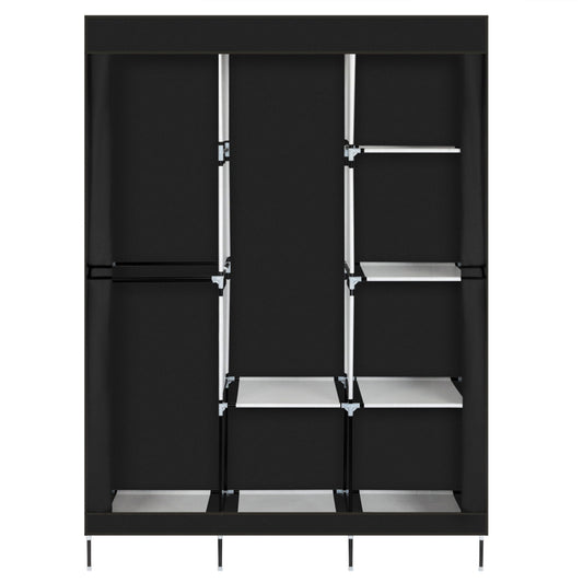 71" Portable Closet Wardrobe Clothes Rack Storage Organizer with Shelf, Black