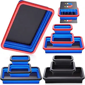 9 Pcs Collapsible Magnetic Parts Tray Set Foldable Tool Trays 3 Different Size Magnetic Parts Bowl for Screw Bolts Nuts Washers Pins Mechanic Tool Gifts for Men