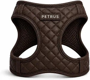 Step in Dog Cat Harness Lightweight Breathable Mesh Soft Padded Pet Vest Vegan Leather Choke Free Escape Proof for Small Medium Dogs (Chocolate Brown, Small)