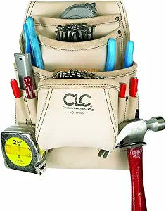CLC Custom Leathercraft 179354 Carpenter's Nail and Tool Bag Reversed Top Grain, 10 Pocket