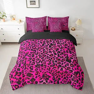 jejeloiu Kids Hot Pink Leopard 7 Piece Bedding Set Full Size Animal Print Comforter Set with Sheets for Boys Girls Teens Cheetah Bed in a Bag Breathable Soft Microfiber Women Men Safari Bedroom Decor