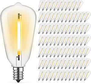 GvvooHome 90 Pack ST38 LED Replacement String Light Bulbs, 1Watt Equivalent to 7Watt Incandescant Bulb, Shatterproof E12 LED Bulb for Outdoor Patio Garden Vintage String Lights, Dimmable, 2700K