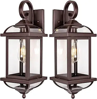 18 Large Outdoor Light Fixtures Oil Rubbed Bronze 2 Pack, Exterior Lights House Porch Lights Outside Sconces Anti-Rust Aluminum Patio Wall Lanterns Brown Wall Mount Lamps, IP65 Waterproof