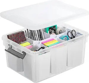 Trivon 17 QT Plastic Storage Bins Clear Storage Box with Lids Multipurpose Stackable Storage Containers for Organizing Tool, Craft, Crayon Clear Storage Bins with Lids