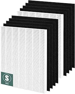 C545 Replacement Filter S Compatible with Winix C545 Air Purifier Replacement for Winix S Filter 1712-0096-00 and 2522-0058-00, Funmit 2 x High-efficiency Filter And 8 x Activated Carbon Filter