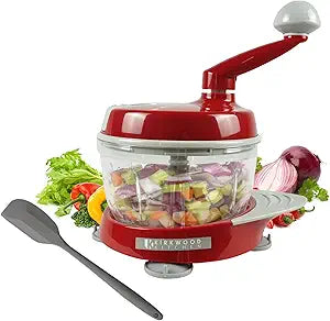 KIRKWOOD KITCHEN Multi-function Manual Food Processor Kitchen Meat Grinder Vegetable Chopper, Slicer Spinner Dicer for Fruits, Herbs, Lettuce, Salad Foods
