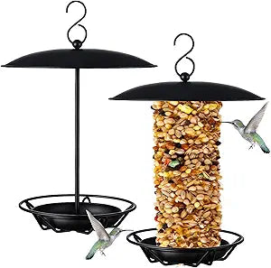 2 Pcs Cylinder Bird Feeder Outdoor Seed Cake Feeder Metal Suet Cake Holder Backyard Wild Bird Feeding Feeders for Outdoors Garden (Black)