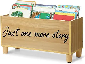 Cinnvoice Wooden Book Storage 24'' Book Bin Rack Wood Color Bookshelf Large Wooden Bookcase for Classroom Nursery Decor (Just One More Story,Natural Wood)