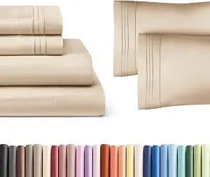 Wheat 4-Piece Sheet Set & Pillowcase Bedding Bundle (Full Size) - Complete Full Sheet Set & 2 Pillowcases with Deep Pockets up to 16 inches - Comfy, Hotel Luxury Quality - Soft, Breathable & Cooling