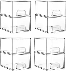 Vtopmart 8 Pack Small Clear Stackable Storage Drawers, Acrylic Bathroom Makeup Organizer, Plastic Storage Bins For Vanity, Undersink, Kitchen Cabinets, Pantry, Home Organization
