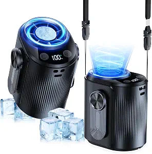 KIMMOO Portable Cool Clip Waist Fan with Ice Cooler,100-Speed, Rechargeable
