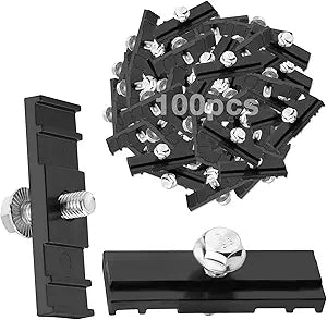 100pcs Chain Link Fence Sign Mounts Fastener Brackets Clamps, Black, Plastic & Stainless Steel, Weather-Resistant, Fence Mount