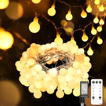 suddus 43FT Connectable Globe String Lights Plug in Remote Warm White